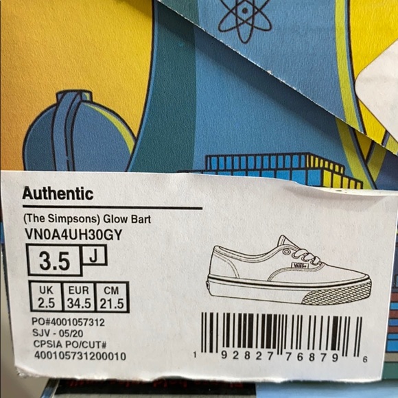 VANS THE SIMPSONS GLOW BART AUTHENTIC SNEAKERS - Picture 11 of 12